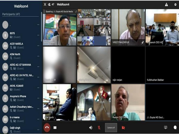 Delhi Chief Electoral Officer Dr Ranbir Singh chairing an online session with election officials on Friday. [Photo/ANI]