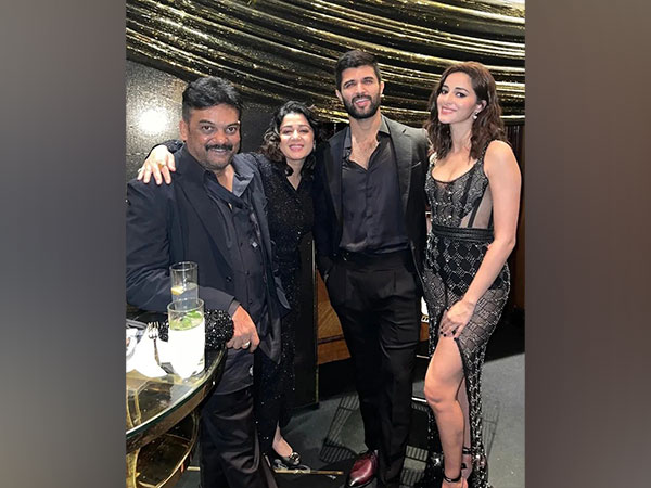 Vijay Deverakonda and Ananya Pandey with producer Charmme Kaur (image source: Instagram)