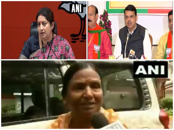 Clockwise (Smirti Irani, Devendra Fadnavis, Rama Devi) [Photo/ANI]