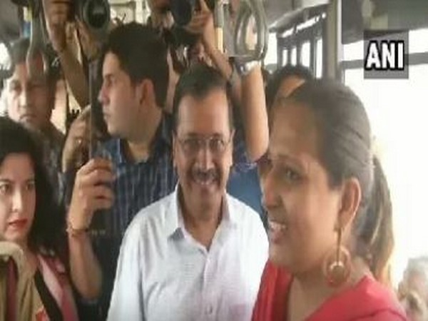 Delhi CM Arvind Kejriwal rides in a DTC bus on Wednesday. (Photo/ANI)
