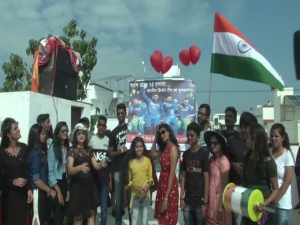 People cheering for team India on Tuesday in Vadodara. Photo/ANI
