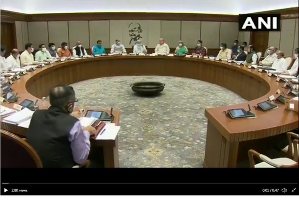 Meeting of the Union Council of Ministers underway under the chairmanship of Prime Minister Narendra Modi, in New Delhi on Wednesday. [Photo/ANI]