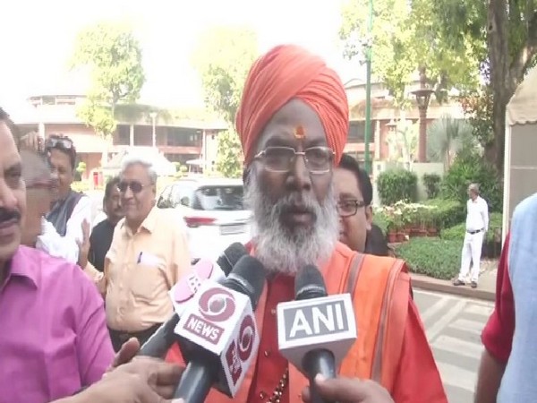 BJP MP Sakshi Maharaj speaking to reporters in new Delhi on Monday. Photo/ANI
