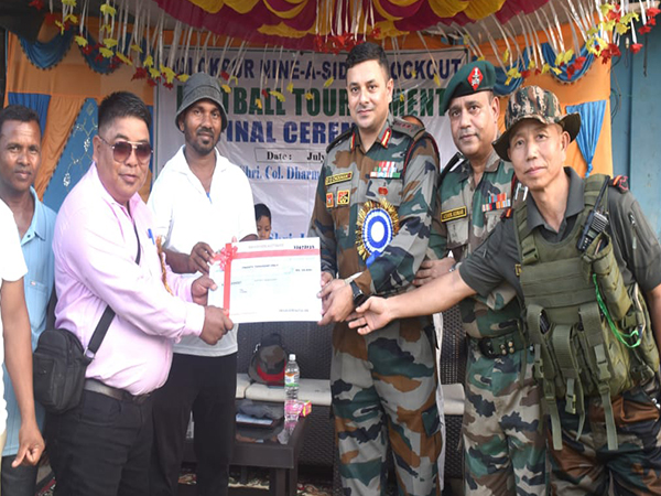 Tripura: Assam Rifles co-organises football tournament, conducts medical camp at Golakpur (Photo/ANI)