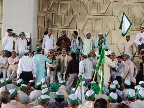 Farmers from Bharatiya Kisan Union at the mahapanchayat on Wednesday. Photo/ANI