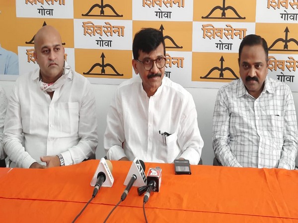Shiv Sena leader Sanjay Raut during a press conference on Sunday. (Photo/ANI) 