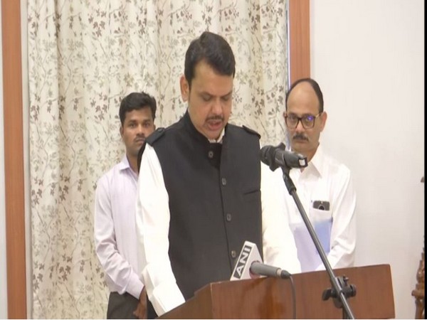 Devendra Fadnavis taking oath as Chief Minister of Maharashtra on Saturday morning. Photo/ANI