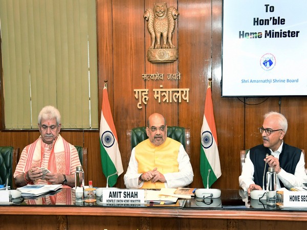 Amit Shah holds a high-level meeting to review the security preparedness of the Amarnath Yatra. (Photo/ANI)