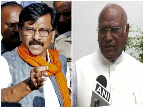 Shiv Sena MP Sanjay Raut, Congress leader Mallikarjun Kharge (File photo/ANI)