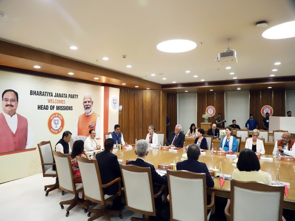 JP Nadda during the interaction with a group of Head of Missions from 13 countries