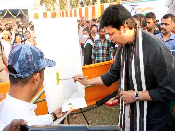 Tripura CM Biplab Kumar Deb at inaugural function of the Dharmanagar book fair on Sunday.
