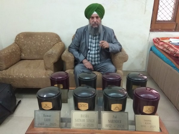 Iqbal Singh Bhatti with the ashes of Indians he brought from Paris. (Photo/ANI)