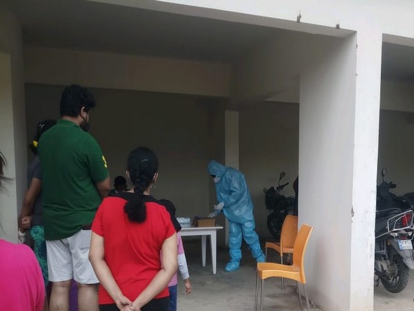 Testing underway at the Bengaluru apartment Complex. (Photo/ANI)