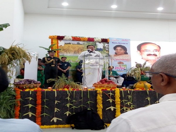 Vice-President M Venkaiah Naidu addresses a gathering in Hyderabad on Sunday. [Photo/ANI]