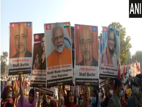 Rally was organised in Pakistan for the freedom of Sindhudesh wherein placards of Prime Minister Narendra Modi and other world leaders were raised seeking their intervention. (Photo/ANI)