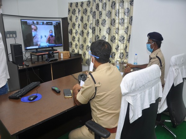 West Godavari District SP held a video conference with cops affected by COVID-19 on Wednesday. [Photo/ANI]