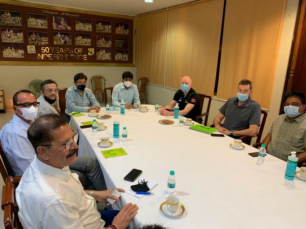 Glimpse from the meeting of New Zealand's recee team and office bearers of CAB (Photo/CABCricket-Twitter)