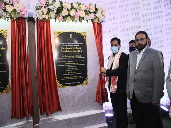 Union Minister Sarbananda Sonowal during the foundation stone laying ceremony.