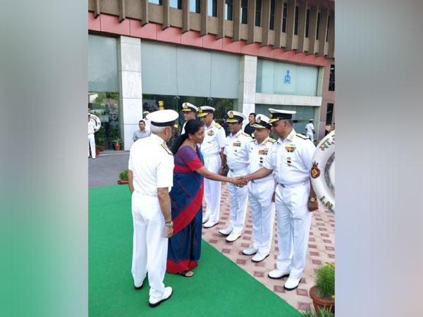 Vice Admirals Bimal Verma and Karambir Singh standing next to each other at the Naval commanders’ conference (First two officers from left)
