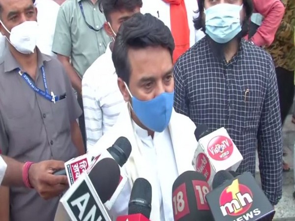 Union Minister Anurag Thakur speaking to reporters at Parliament in New Delhi on Thursday. [Photo/ANI]