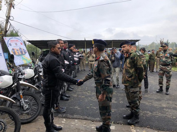 BRO Motorcycle Expedition from Srinagar to Siliguri was flagged off today from Srinagar. (Photo/ANI)