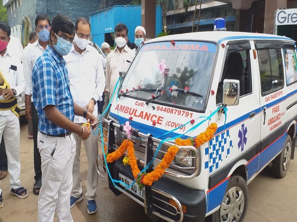 YSRCP MLA Hafeez Khan at the launch of the ambulance service. [Photo/ANI]