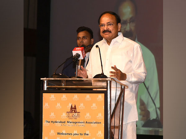 Vice President Venkaiah Naidu addresses an event in Hyderabad Management Association