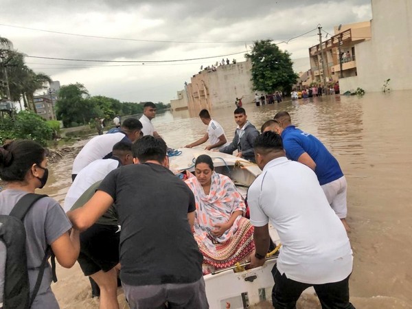 Visual of flood rescue operations in Rajkot (Photo/ANI)