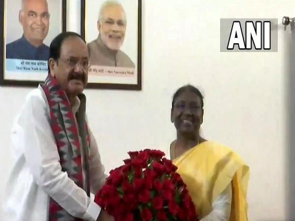 Vice President M Venkaiah Naidu meets newly elected president of India Draupadi Murmu on Friday (photo/ANI) 