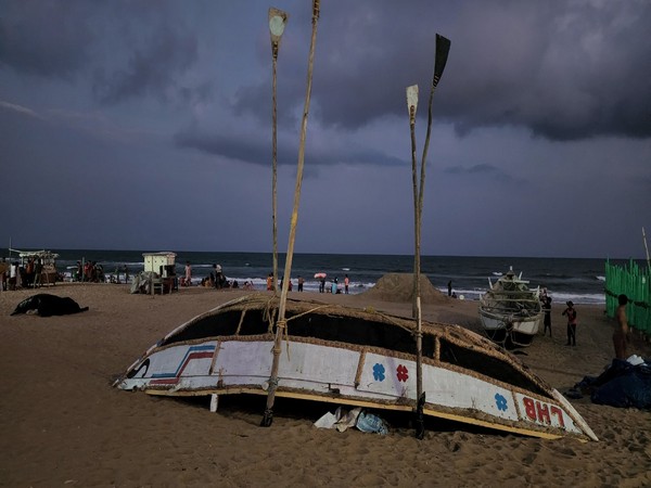 Fishermen's boats anchored at the shore in view of alert issued by IMD for cyclonic storm 'Asani', in Puri