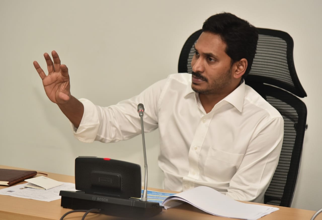 Andhra Pradesh Chief Minister YS Jagan Mohan Reddy addressing officials on Wednesday. Photo/ANI
