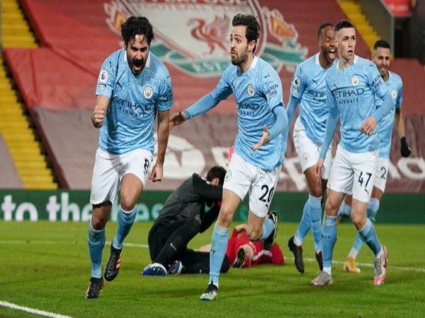 Gundogan celebrates after scoring against Liverpool (Photo/ Manchester City Twitter)