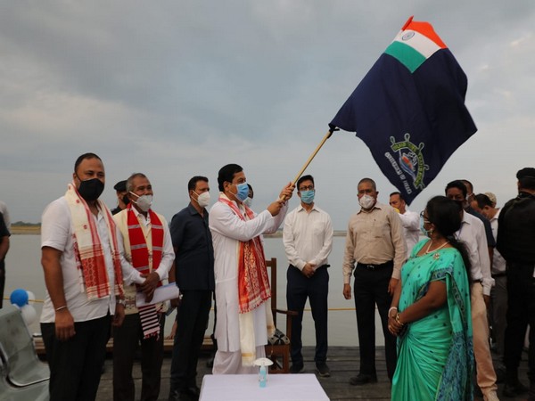 Assam Chief Minister Sarbananda Sonowal flagged off ferry service across Brahmaputra (Photo/ANI)