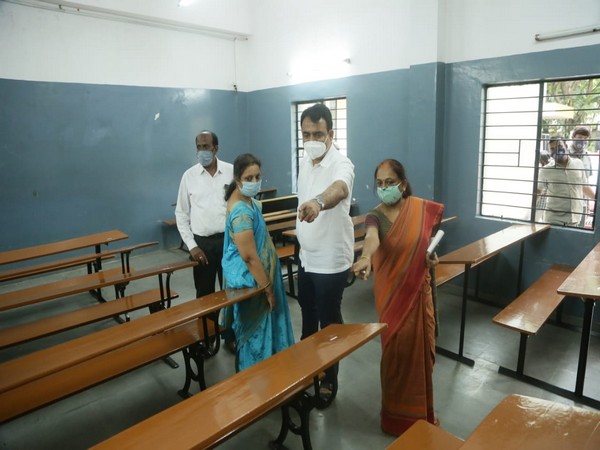 Karnataka Deputy Chief Minister Dr. C N Ashwathnarayan visited the Maharani Lakshmi Ammanni College to review preparations for CET exams. (Photo/ANI)