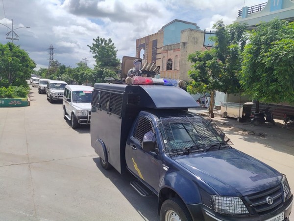 SDPOs of Tadipatri, Guntakal, Dharmavaram, Kalyanadurgam, Anantapur SC-ST cell DSP and others took part in the march past at Tadipatri town. [Photo/ANI]