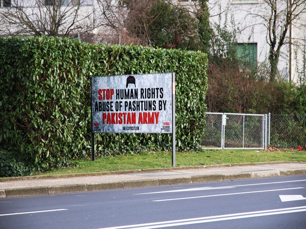 Billboards reading 'Stop Human Rights Abuse of Pashtuns by Pakistan Army' put up in Geneva