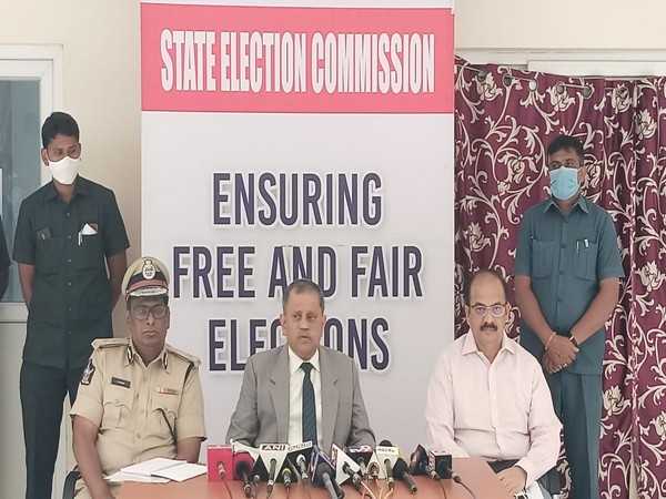 Andhra Pradesh State Election Commissioner Nimmagadda Ramesh Kumar at press conference