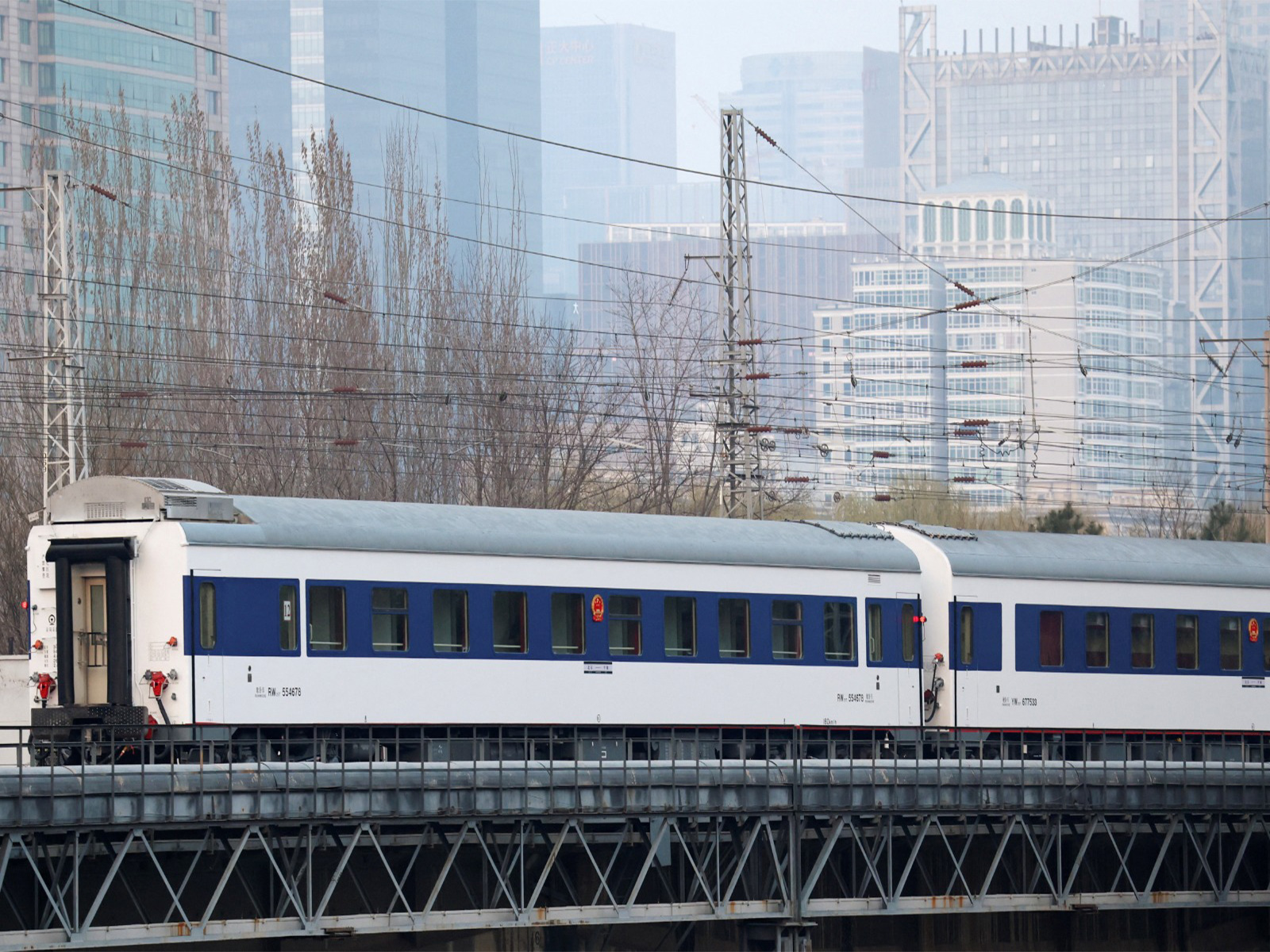 A passenger train with cross-border service to North Korea's Pyongyang leaves Beijing Railway Station in Beijing, China March 12, 2026. (Photo/Reuters) A passenger train with cross-border service to North Korea's Pyongyang leaves Beijing Railway Station in Beijing, China March 12, 2026. (Photo/Reuters)
