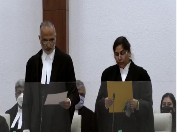 Visual of oath being administered to Justice Neena Bansal Krishna (Photo/ANI)