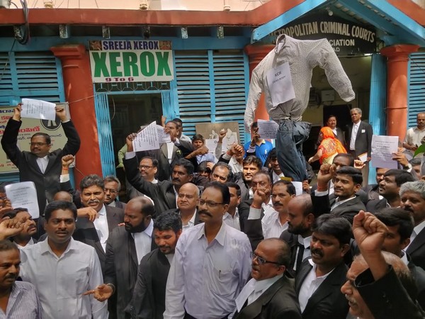Advocates extended their support to the TSRTC strike on Friday in Hyderabad. Photo/ANI