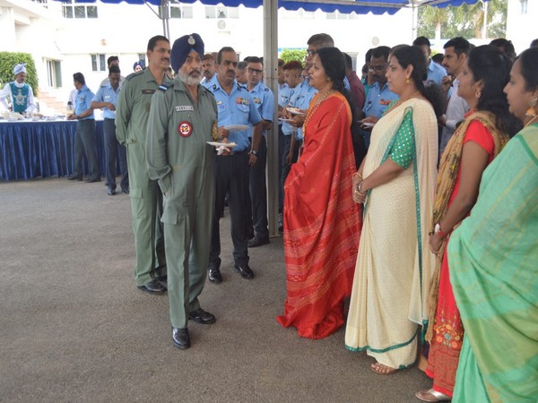 Air Marshal RKS Shera during his visit to Indian Air Force equipment depot in Bengaluru on Thursday. Photo/ANI