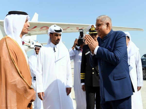 Vice President Jagdeep Dhankhar arrives in Doha (Photo/ANI)