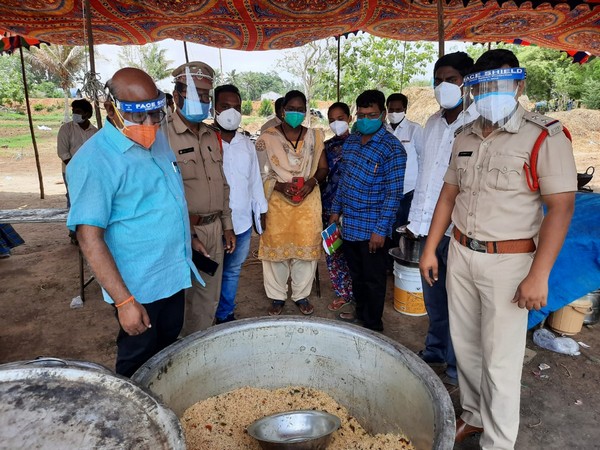 Andhra Pradesh raiding marriage party at Chandraiahpet village (Photo/ANI)