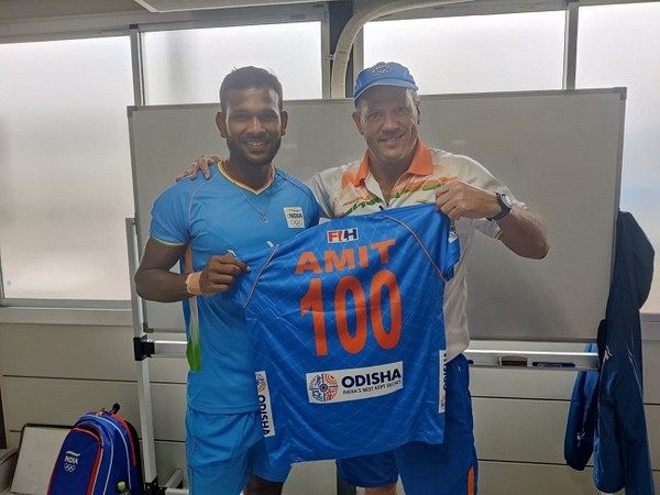 Amit Rohidas was awarded 100 caps jersey by Chief Coach (Image: Hockey India)