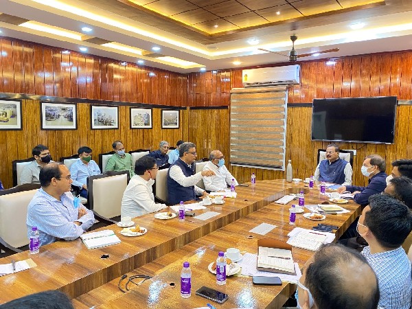 Assam Industries and Commerce Minister Chandra Mohan Patowary meets representatives of leading cement and steel companies in the state 