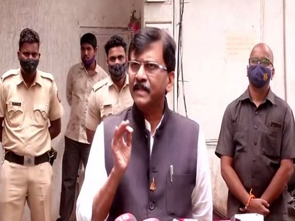 Shiv Sena leader Sanjay Raut speaking to reporters in Mumbai on Thursday. [Photo/ANI]