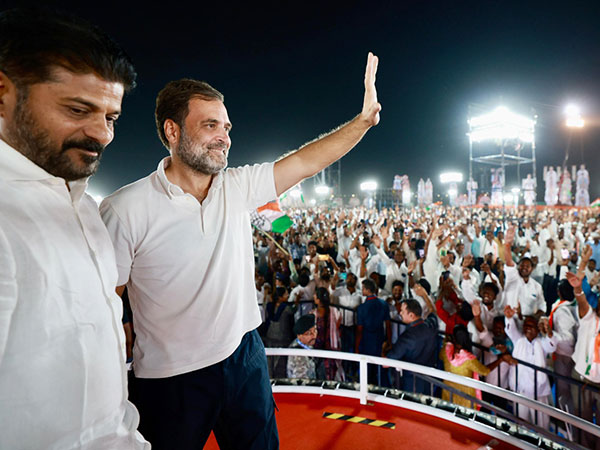 Rahul Gandhi with Telangana CM Revanth Reddy. (Photo/ANI)