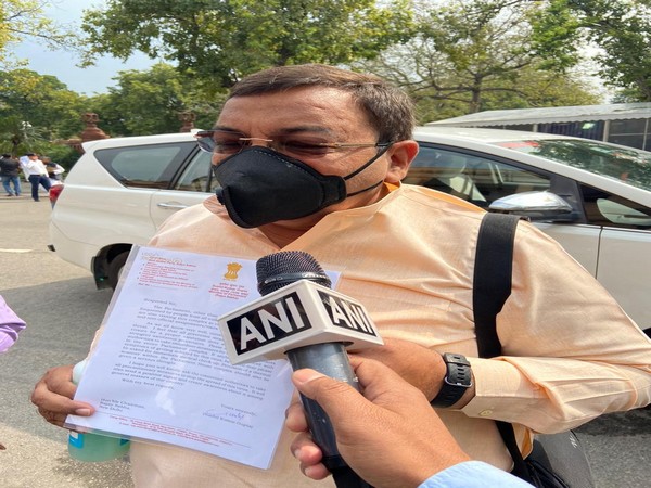 Rajya Sabha MP Sushil Kumar Gupta outside Parliament on Thursday