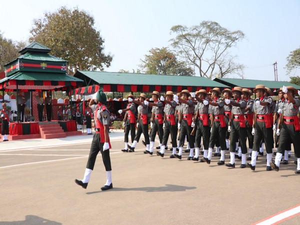 Passing-out parade underway at the Assam Rifle Training Centre and School in Dimapur on Friday. (Photo/ANI)
