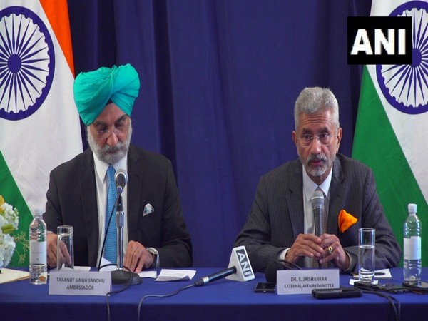 India's ambassador to the US, Taranjit Singh Sandhu and EAM Jaishankar in Washington.